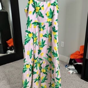 NWOT J Crew Factory - pink lemon print midi dress, size 12
